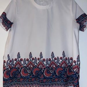 Loft Work Short Sleeve top with Pattern Fetail